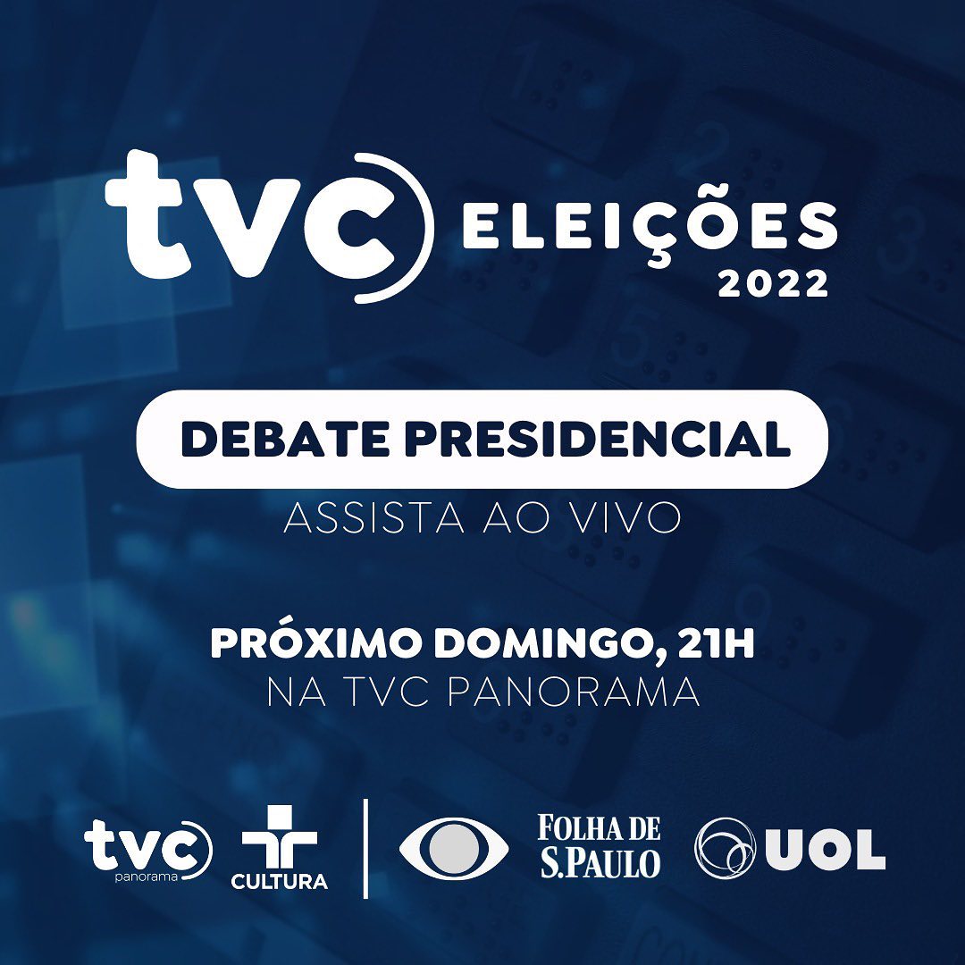 A TV Cultura e a TVC Panorama transmitem, no próximo domingo (28), o primeiro debate entre candidatos a Presidência da República. O evento será transmitido AO VIVO, a partir das 21h.
Assista pelos canais:
11.1 - TV Aberta
6 - NET
15 - CCS
43.3 - CCS Digital
14.1 - Florianópolis
É digital, do litoral, e pra vc 😉
#jornalismo #democracia #debate #eleições2022 #presidente #Brasil #tvcultura #TVCpanorama #eleitores #voto #política