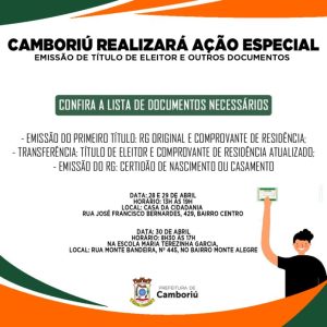 Camboriú realizará ação especial para emissão de Título de Eleitor e outros documentos