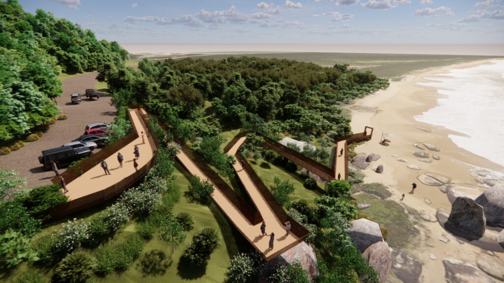 Iniciada a construção do novo deck de acesso à Praia de Taquarinhas